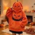 thumbnail image 5 of Red Unisex Cosplay Pajamas Polyester Funny Pumpkin Hooded Casual Pajama Set, Oversized Onesie Jumpsuit S, 5 of 5