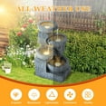 thumbnail image 6 of Haverchair 21.9" Outdoor Water Fountain with LED Lights, 4-Tier Bowl and Stacked Stones Garden Fountain, Modern Cascading Waterfall Fountains for Garden, Patio, Backyard, Porch and Home Decor, 6 of 8