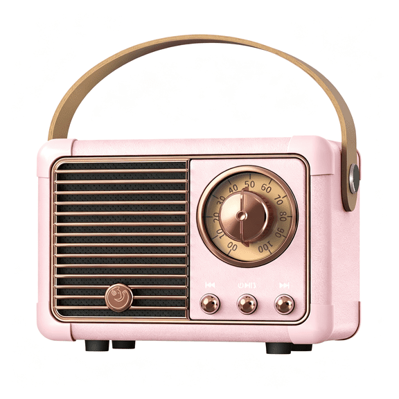 GJX Retro Bluetooth Speaker,Portable Mini Wireless Speaker with Crystal Clear Stereo Sound,Retro Decor for Bedroom Office Kitchen,Birthday Gifts Ideas for Women Men Teens (Pink)