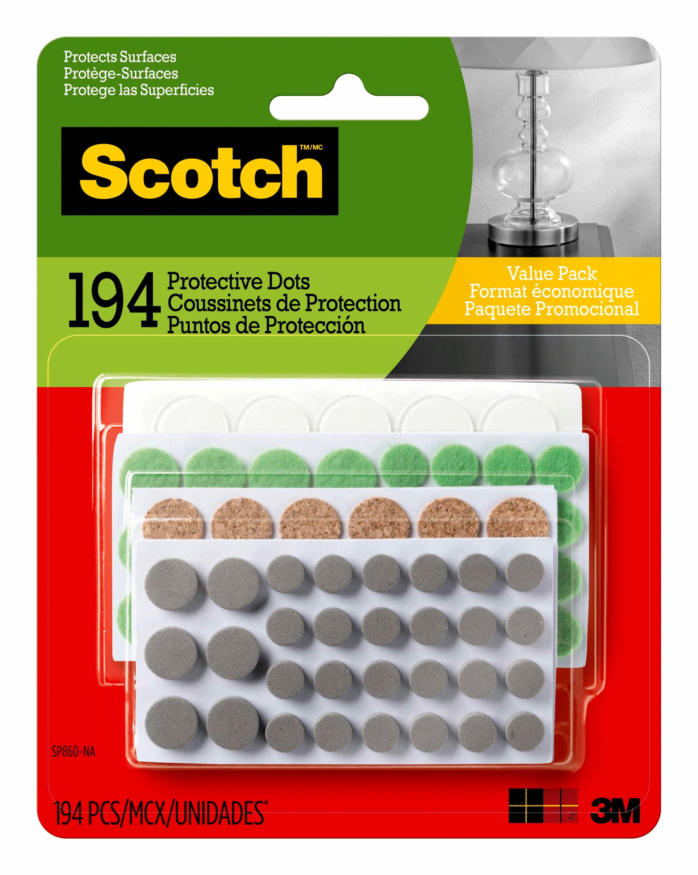 Scotch™ Protective Dots Multi Pack, 194 Dots per Pack