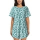 thumbnail image 1 of Balery Teal turquoise shell Conjunto de Pijama para Mujer con Estampado, Dos Piezas de Manga Corta y Shorts, Ropa de Dormir Suave con Cuello Redondo y Bolsillos-XX-Large, 1 of 6