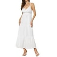 thumbnail image 2 of INSPIRE CHIC Women's Summer Boho Maxi Dress Spaghetti Strap Flowy Tiered Beach Dresses M White, 2 of 6