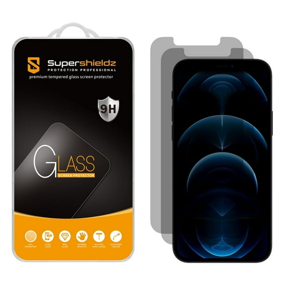 [2-Pack] Supershieldz for Apple iPhone 12 / iPhone 12 Pro (6.1 inch) Privacy Anti-Spy Tempered Glass Screen Protector, Anti-Scratch, Anti-Fingerprint, Bubble Free