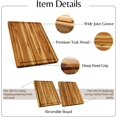 thumbnail image 4 of Oversized Teak Wood Cutting Board, 20x15x1.5 in with Juice Groove and Grip Handles, Reversible Charcuterie and Butcher Block, 4 of 8
