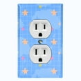 thumbnail image 1 of Metal Light Switch Wall Plate Outlet Cover (Sky Cloud Stars Rain Drops Check Pattern - Single Duplex), 1 of 2