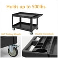 thumbnail image 4 of 45"X25" Service Cart 2-Shelf, Storage Handle, 500 lbs Capacity, for Warehouse/Garage/Cleaning/Manufacturing, 4 of 8