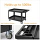 thumbnail image 4 of Carrito de Servicio de 45"x25", 2 Estantes, Mango, Capacidad 500 lbs, Para Almacén, Garaje, Limpieza o Manufactura, 4 of 8