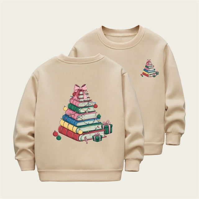 Cowsor Girls Sweatshirts Kids Cute Graphic Crewneck Pullover Tops Xmas Long Sleeve Holiday Shirts