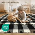 thumbnail image 4 of ODIKA 3'x5' Washable Accent Rug Pet Friendly, Non-Shedding Mat Plaid Distressed Repeat Retro Panel Farmhouse Border Door Vintage Refined for Bedside, Nursery Room, 4 of 7