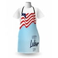 thumbnail image 3 of Labour Day Apron, Waving Flag with Hand Drawn Wording in the Sky, Unisex Kitchen Bib with Adjustable Neck for Cooking Gardening, Adult Size, Night Blue, by Ambesonne, 3 of 4
