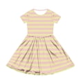 thumbnail image 3 of XADYUY Girls Summer Dress Size 7-8 Casual A-Line Short Sleeve Girls Tshirt Dresses Striped Crew Neck Sundresses Basic Swing Skirt with Pockets,5-6Years,Beige, 3 of 6