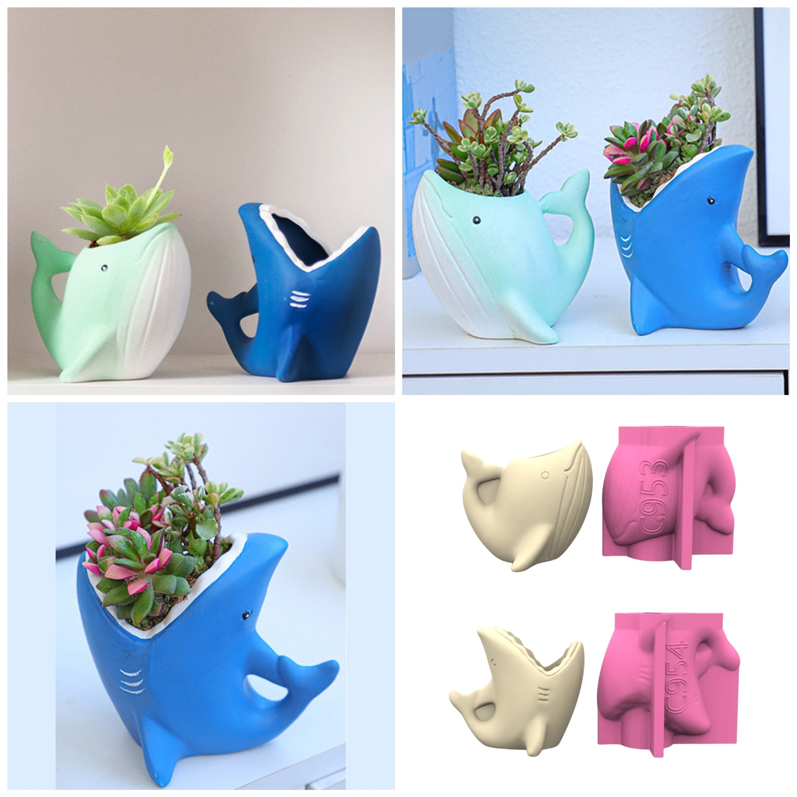 MultiPurpose Silicone Pots Mold Whale Shape Resin Art Pen Holder Moulds Suitable for Crafting Concrete Succulent Vases