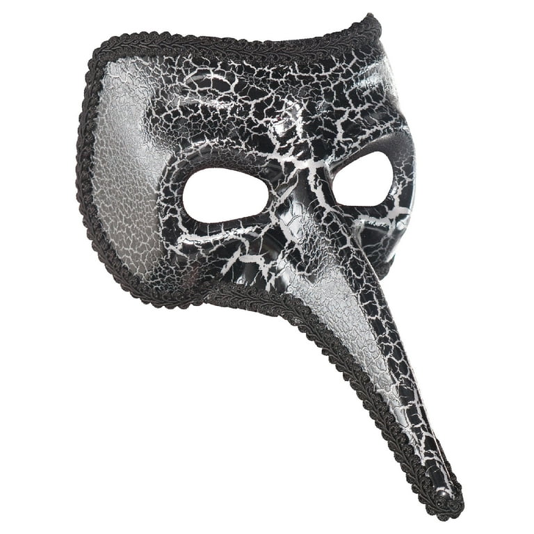 AMSCAN Black Crackle Long Nose Mask Halloween Costume Accessories, One Size