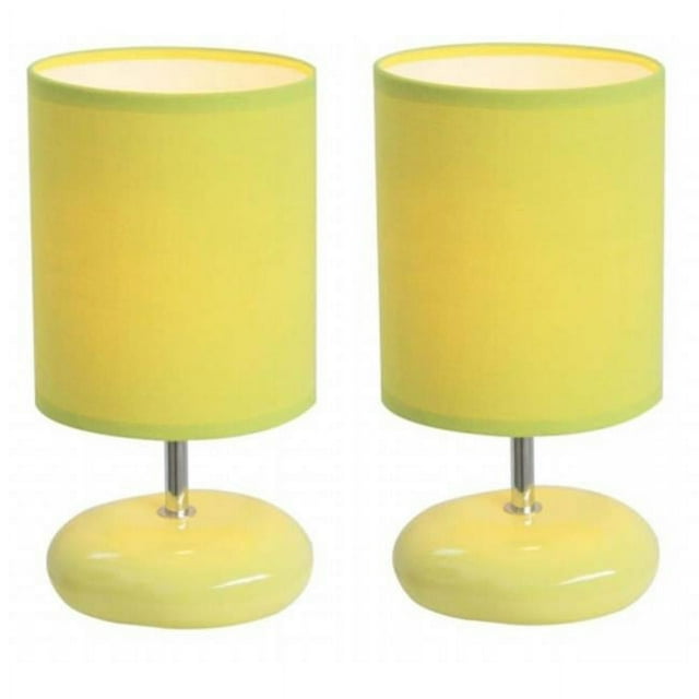 Simple Designs Stonies Small Stone Look Table Bedside Lamp 2 Pack Set