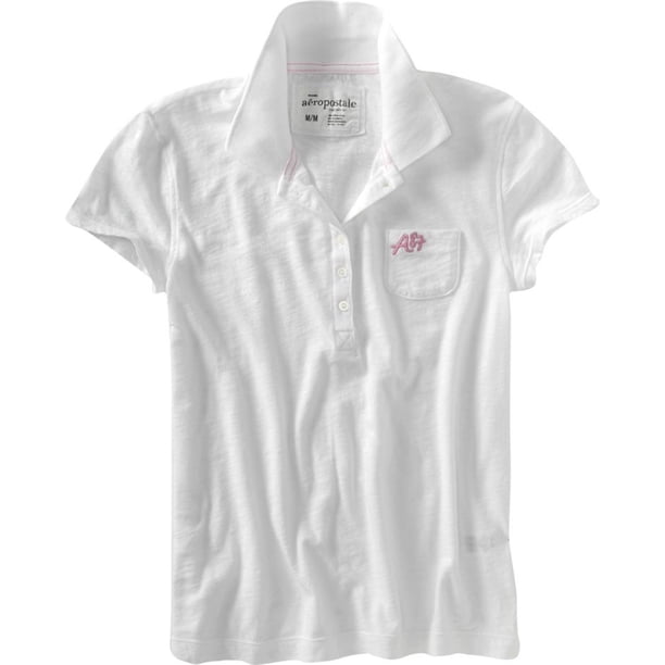 Aeropostale Womens A87 Pocket Polo Shirt, Blanco, X-Small Aeropostale Polo
