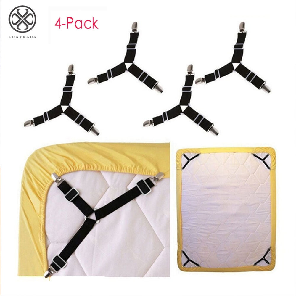 Details about   4 Fitted Bed Mattress Sheet Clips Grippers Strap Suspender Fastener Holder Clamp 