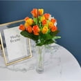 thumbnail image 5 of PATLOLLAV Orange Artificial Fake Tulips Flowers,Single Flower 6 Forks 22 Heads Artificial Flowers,Faux Tulip Stems Real Touch Tulips for Wedding Party Home Decoration, 5 of 5