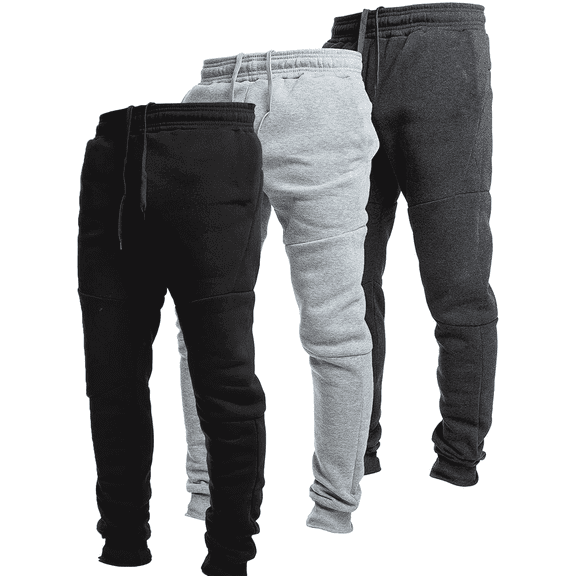 Puztloy 3 Pack Mens Sweatpants Fleece Sweatpants for Men Joggers with Pockets and Drawstring, Casual Sweat Athletic Pants Winter 2025, Black Dark Grey Light Grey