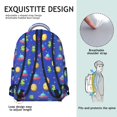 thumbnail image 5 of Alien UFO Bright Blue Pattern Backpack for School, Cute School Bag with Adjustable Shoulder Straps and Padded Back, 15.3"x11"x7.1", 5 of 5