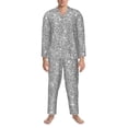 thumbnail image 3 of Salouo GlitterSilver Print Button-Front Long Sleeve Pajama Set for Men, Soft 2Pjs Men's Long Sleeve Sleepwear-Small, 3 of 7