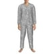 thumbnail image 3 of Balery GlitterSilver Pijama para Hombre de Dos Piezas con Manga Larga, Conjunto de Dormir y Descanso Suave con Bolsillos-Small, 3 of 7