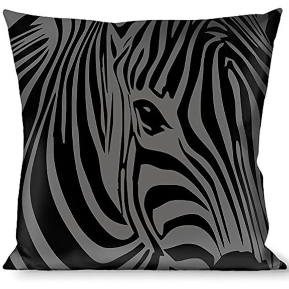 Buckle-Down Throw Pillow - Zebra Head Black Gray