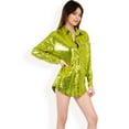 thumbnail image 3 of Women's Sequin Button-Down Shirt Dress with Long Sleeves - X Large, Green, 3 of 7