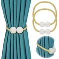 thumbnail image 2 of [Two-Piece] Clip-on Curtain Tiebacks for Window Decoration - Braided Rope Clip-on Curtains with Pearl Buckles, Suitable for Home, Kitchen, and Office Windows, Blackout Sheer, 2 of 4