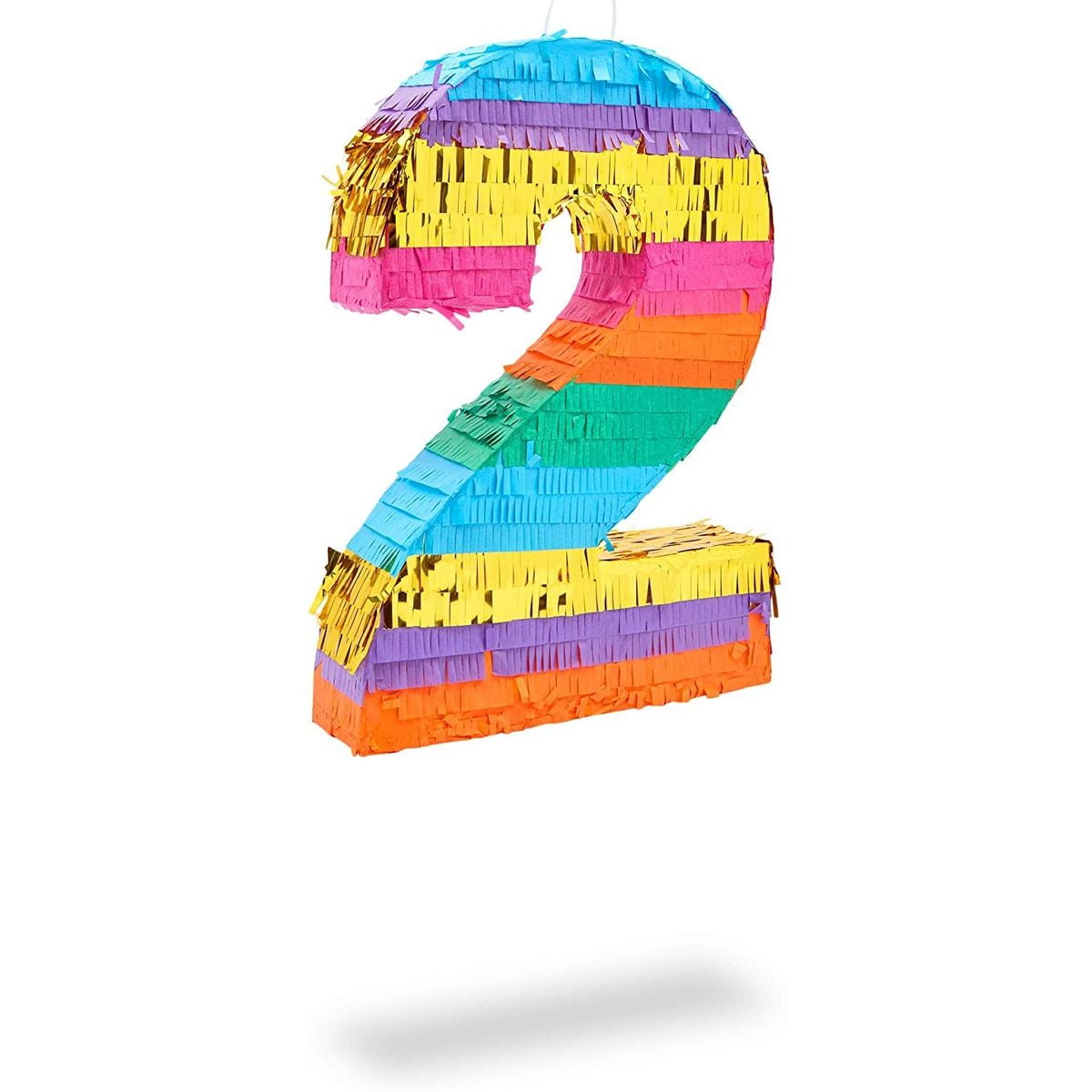 Small Rainbow Number 2 Pinata for Kids 2nd Birthday Party Supplies Decorations, 11 x 16.5 in