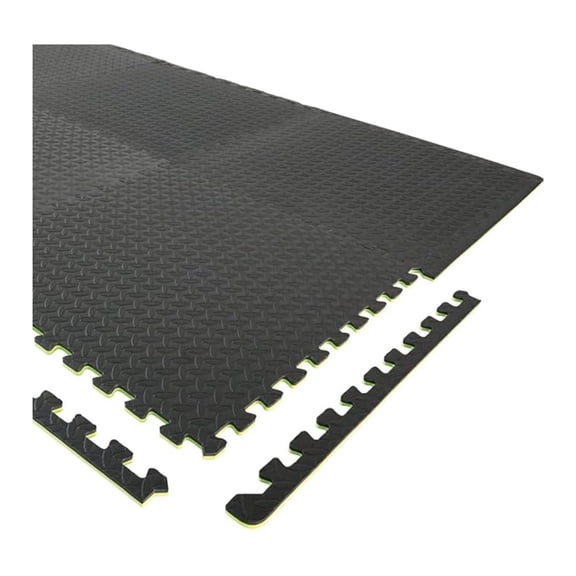 Interlocking Floor Puzzle Mats 6-Pack - 24x24in Foam Tiles - Gym & Home Exercise Flooring - 1/2 Inch Thick - Black Protective Equipment