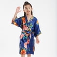 thumbnail image 5 of KYAIGUO Girls Silky Robes Pajamas for Kids Baby，Little Big Boys Silk Satin Night-Robe Print Summer Pj Youth Floral Printing Bathrobe Sleepwear Clothes ,Size 2-14T, 5 of 7