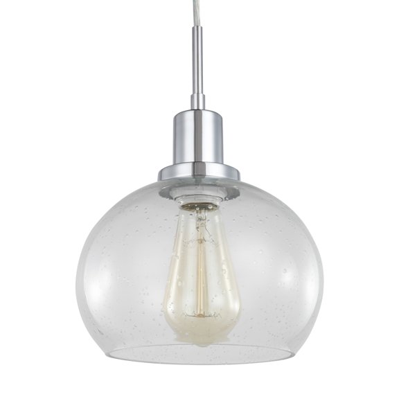 Woodbridge Lighting Austin 1-Light Glass Mini-Pendant in Chrome/Clear Seedy