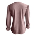 thumbnail image 6 of Yigetop Eyelet Tops for Women, Women's Solid Color V Neck T Shirt Autumn Hollow Out Casual Pleated Sleeve Lace Sleeve Top Dressy Blouses for Women Long Sleeve Light Pink M, 6 of 6