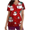 thumbnail image 1 of Fiudx Ofertas Relámpago Top de Chaqueta de Trabajo Protectora con Bolsillo de Manga Corta y Estampado Navideño con Cuello En V para Mujer, 1 of 2