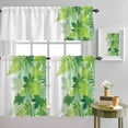 thumbnail image 4 of Watercolor Gradient Green Leaves Curtain Tier and Valance Set 3 Piece, Spring and Summer Plants 3-inch Rod Pocket Window Tier Curtains Valance for Kitchen Living Room, 4 of 9