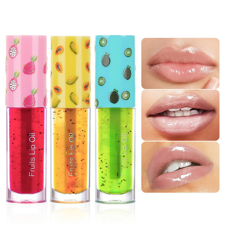 HIBRO Vegan Lip Gloss Flavoring Glitter Lip Topper Fruit Series Lip Oil  Glass Lip Moisturizing Transparent Lip Gloss Exfoliating Lip Balm  Lightenings Lip Lines 5ml 