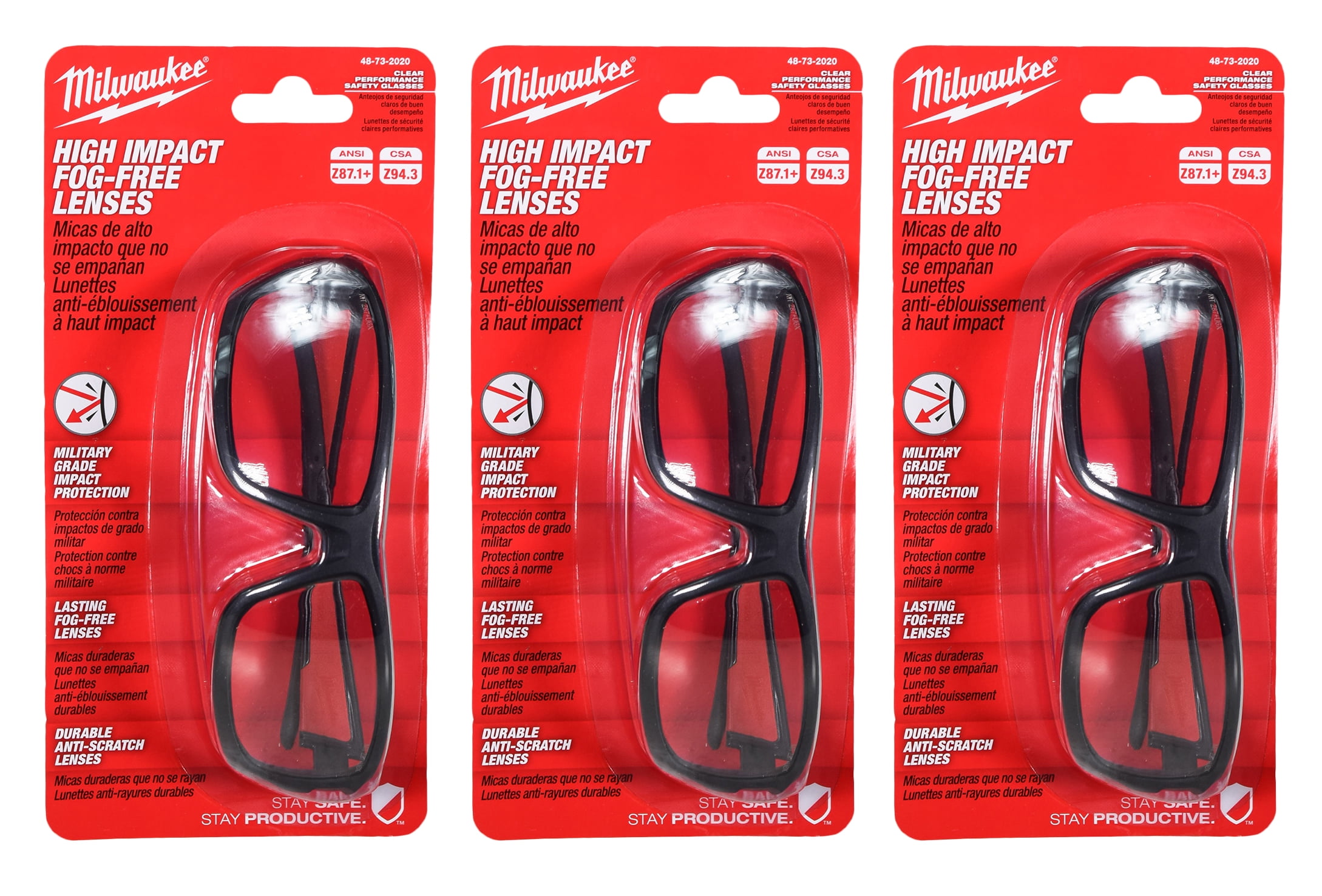 Milwaukee 48-73-2020 Clear High Performance Safety Glasses (2 Pack) 