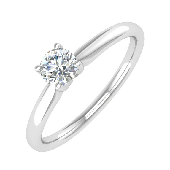 1/5 Carat 4-Prong Set Diamond Solitaire Engagement Ring Band in 10K White Gold (Ring Size 7)