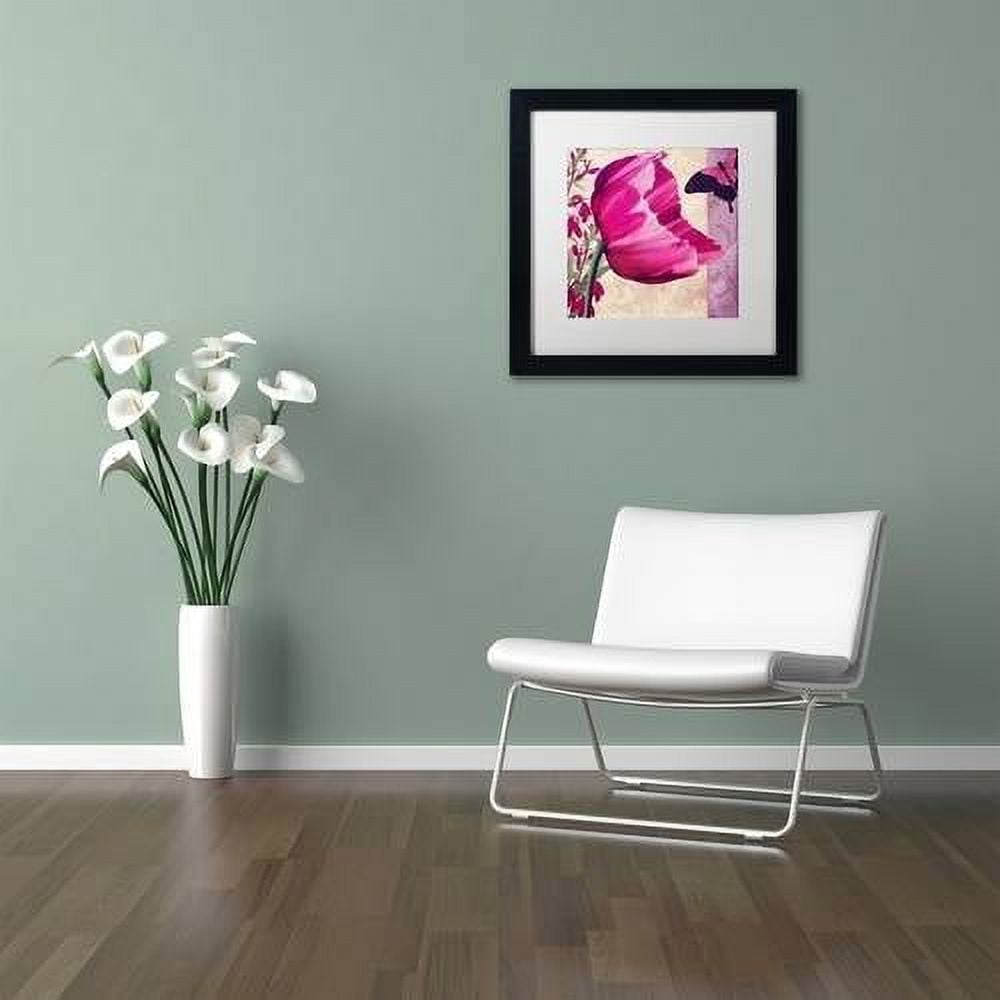 Trademark Fine Art " Pink Poppy II " Canvas Art by Color Bakery White Matte, Black Frame
