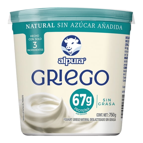 Yogurt Griego Alpura Natural Sin Azúcar 750 g