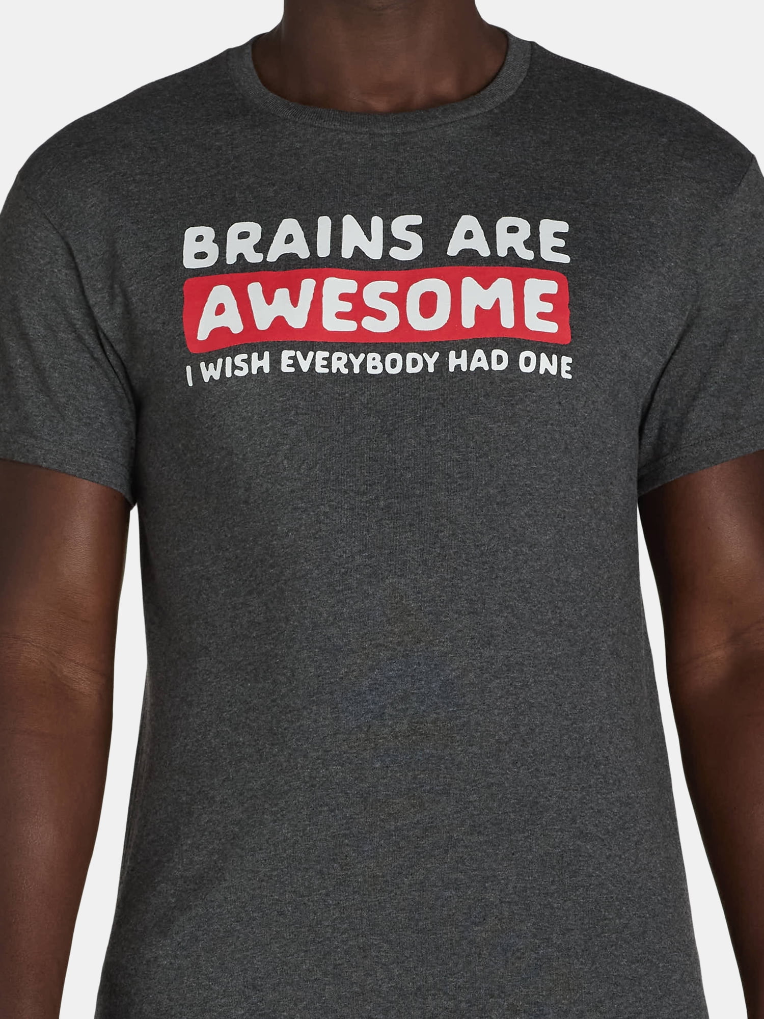 Humor Men's and Big Men's Brains are Awesome, I Wish Everybody Had One Short Sleeve Men's Graphic Tee, Sizes S - XL