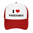 thumbnail image 2 of I Heart Vegetable Love Food Funny Trucker Hat Mesh Cap Unisex Red, 2 of 5