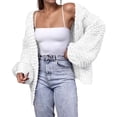 thumbnail image 3 of Womens Chunky Cardigan Cable Knit Oversized Open Front Cardigan Sweaters Cream White L, 3 of 6