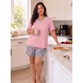 thumbnail image 3 of PINKSIR Womens Pajama Sets Plus Size 2 Piece Short Sleeve Shorts Lounge Sets with Pockets, 3 of 8