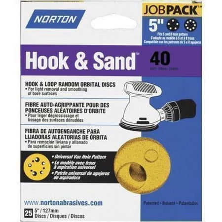 UPC: 0076607040640 | Norton Hook & Sand 5 in. Aluminum Oxide Hook and Loop A250/A290 Sanding Disc 40 Grit Extra Coarse 20