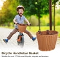 thumbnail image 3 of Kids Bicycle Handlebar Basket, Bicycle Hanging Basket with Adjustable PU Belts, Weatherproof Hand-Woven Rattan Storage Basket, Kids Bicycle Accessories, 3 of 6