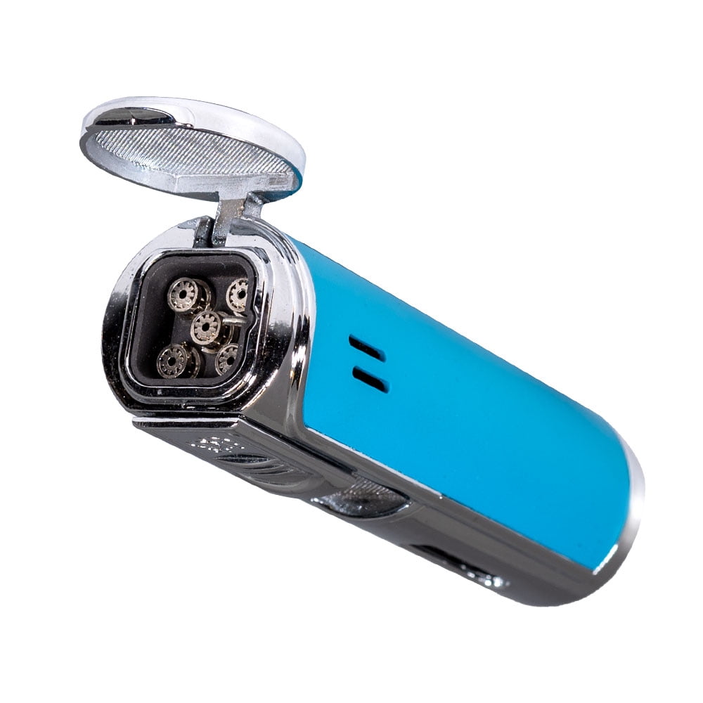 Rocky Patel Envoy 5 Torch Lighter - Chrome and Soft Touch Sky Blue