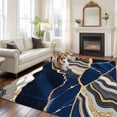 thumbnail image 3 of Blue Marble Large Area Rugs for Bedroom Living Room, Soft Non Slip Carpet Bedside Rug, Grey Gold Texture Vintage Farmhouse Art Rectangular Floor Cover Kitchen Accent Rug 5'x7' for Dining Room/Office, 3 of 9