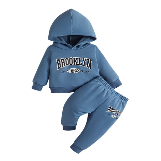 Gibobby Conjunto para bebé niña Conjunto de 2 piezas de sudadera con capucha de manga larga para bebé y niño pequeño con pantalones lindos(Azul,3-6 Meses)