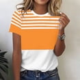 thumbnail image 2 of jjayotai Womens Tops Striped Color Block Tshirts Summer Short Sleeve Crewneck T Shirts Vacation Outfits Fashion Basic Tee Tops, 2 of 6